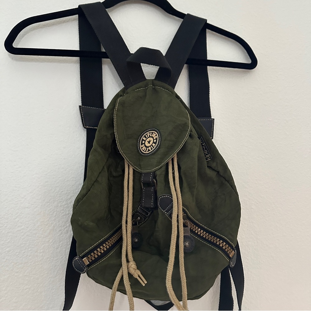 Kipling Army Green Drawstring Backpack - image 1